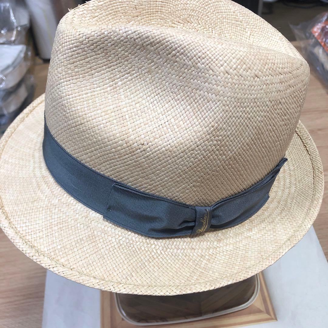 リクエスト値下美品伊製Borsalino paglia天然草ハットベージュ58