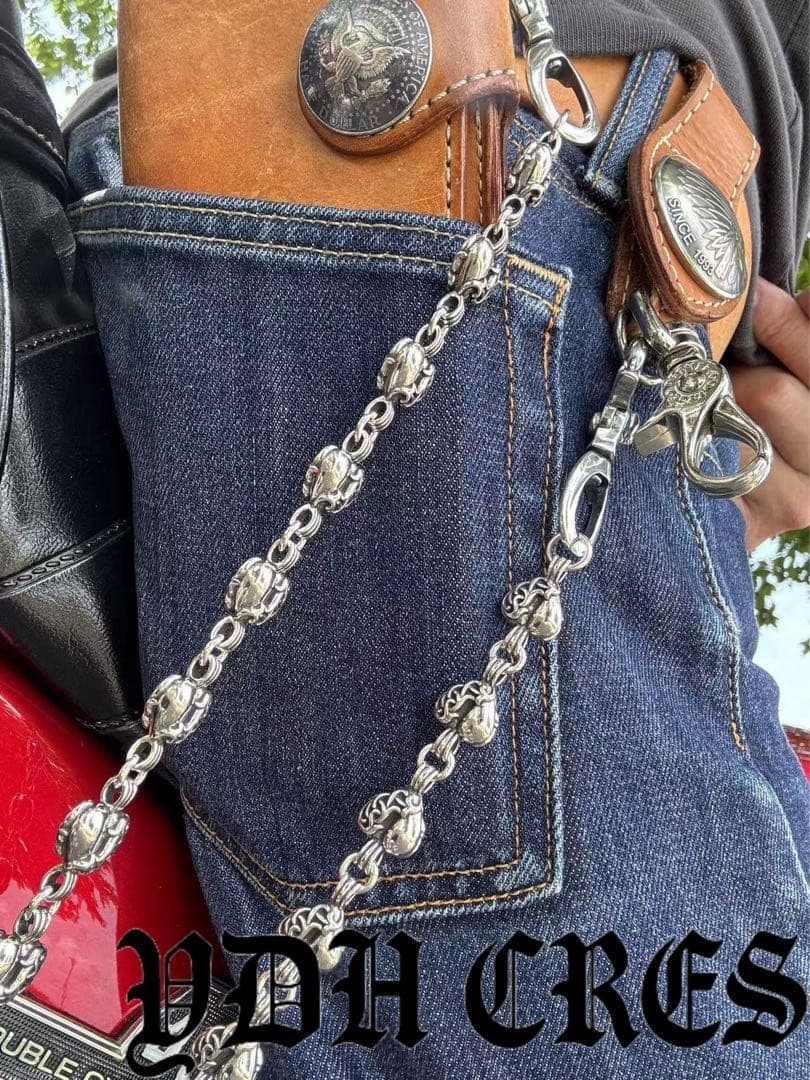 ★QBKB　ウォレットチェーン　ウォレットハートシルバーチェーン