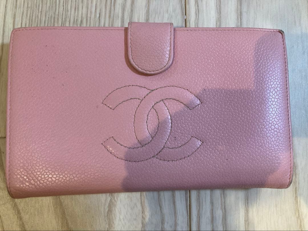 CHANEL シャネル　ピンク 長財布　キャビアスキン