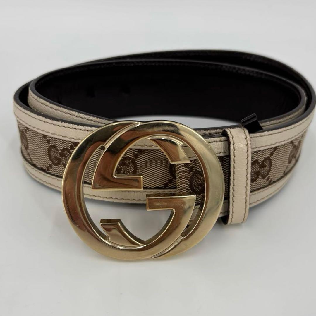 GUCCI ベルト インターロッキング G ブラウン ゴールド