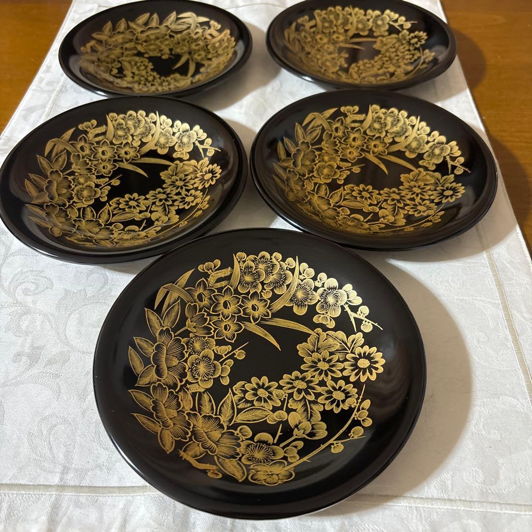 輪島塗　花詰　菓子皿　5枚