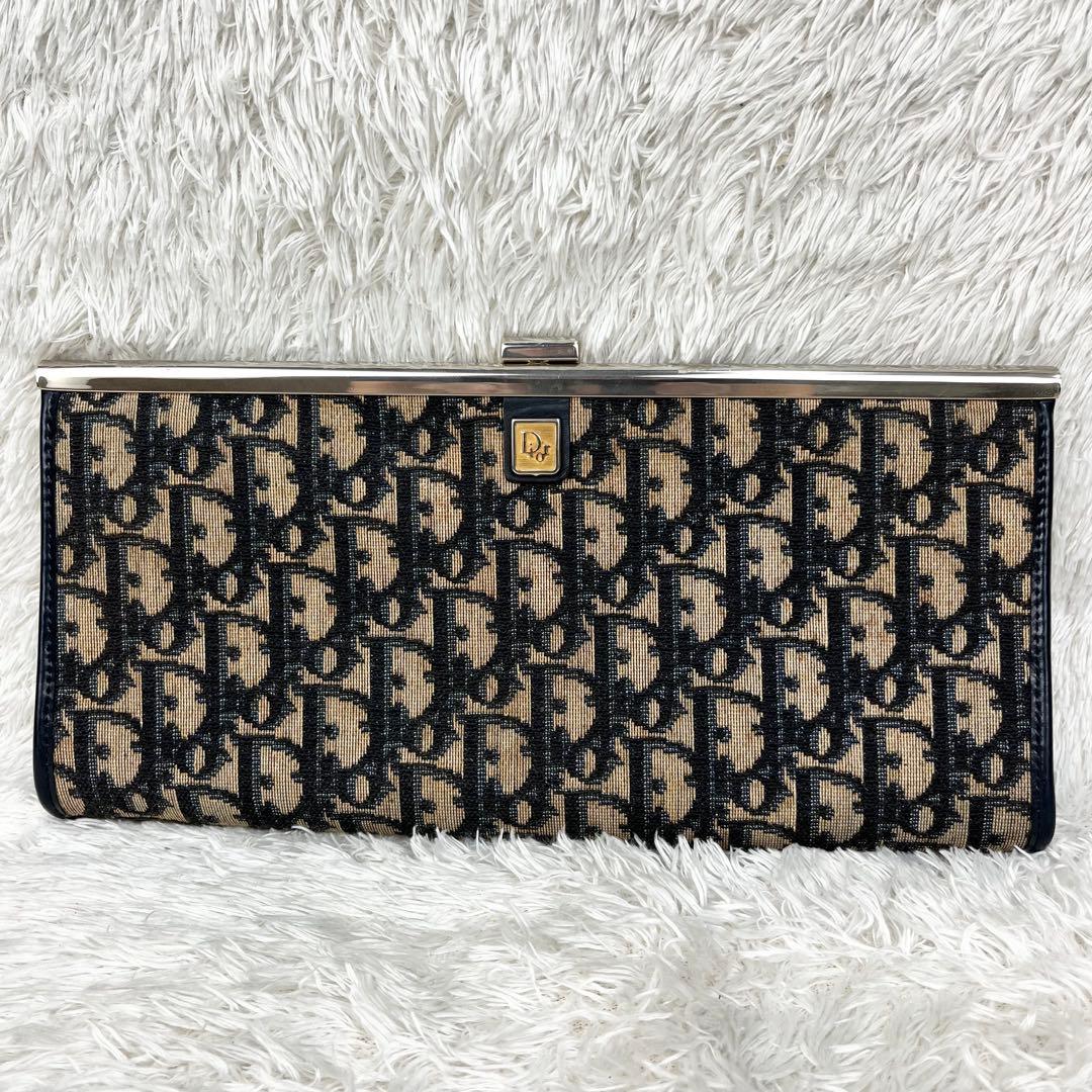 【美品】クリスチャンディオール トロッター ロゴ金具 がま口 クラッチバッグ