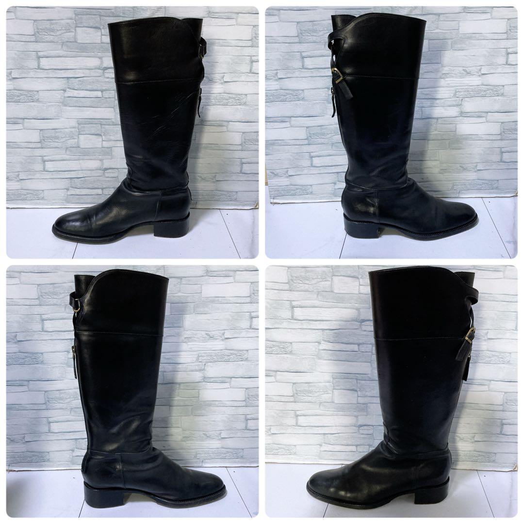 SARTORE ジョッキーブーツ ロングブーツ 本革 38.5 ブラック 黒