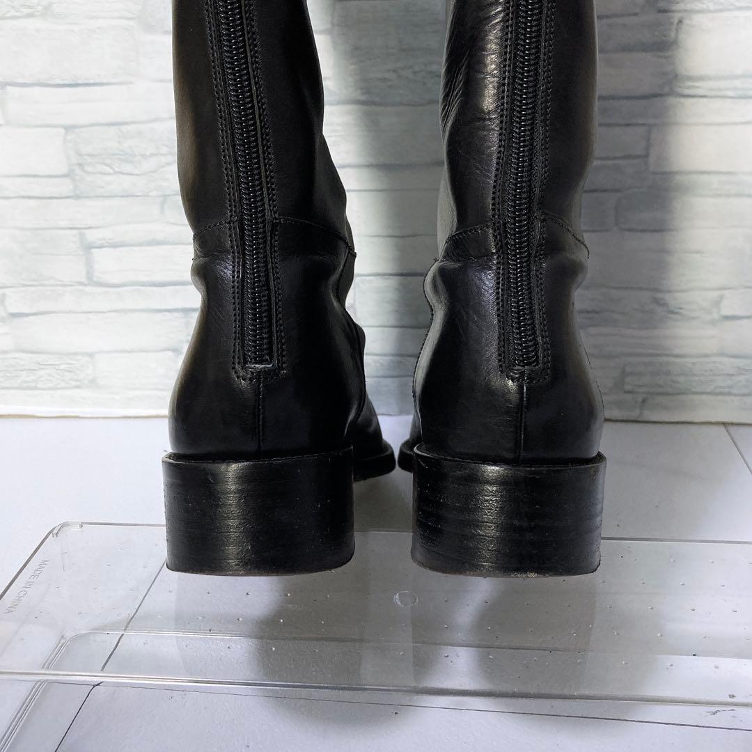 SARTORE ジョッキーブーツ ロングブーツ 本革 38.5 ブラック 黒