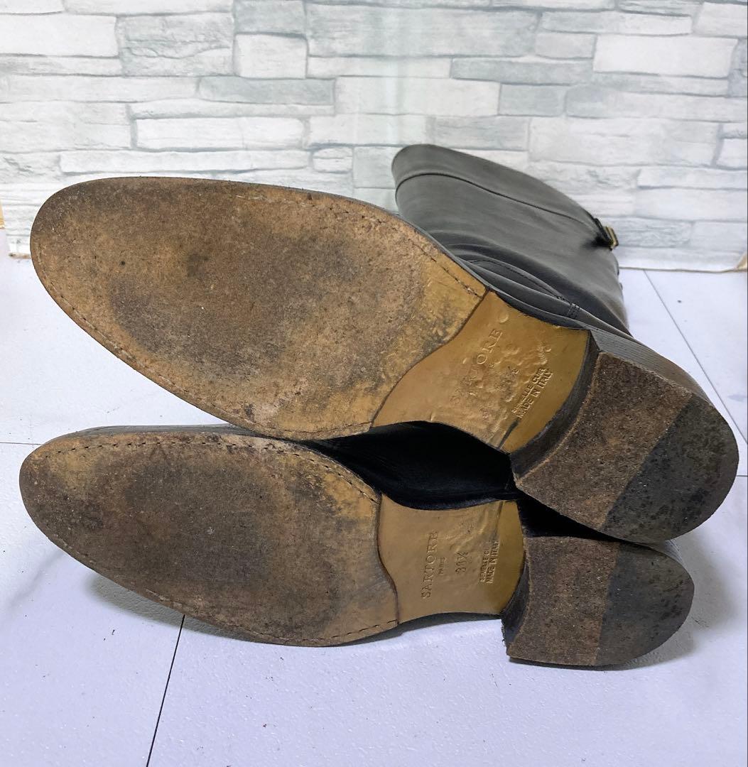 SARTORE ジョッキーブーツ ロングブーツ 本革 38.5 ブラック 黒