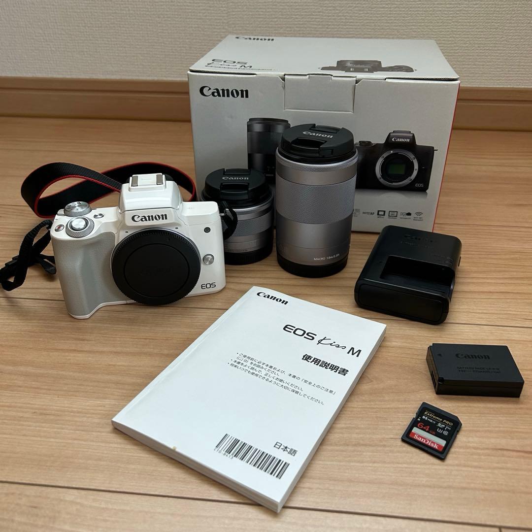 Canon EOS KISS M ホワイト　レンズセット