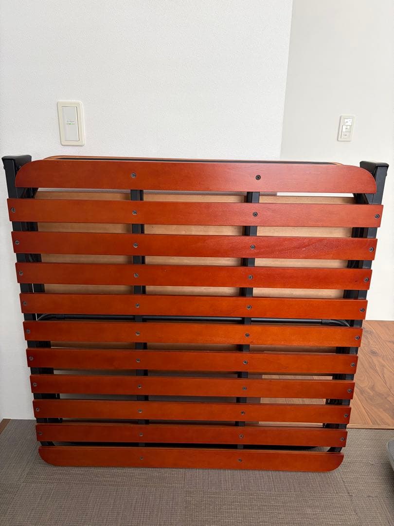 山善　すのこベッド　折りたたみ　ダークブラウン