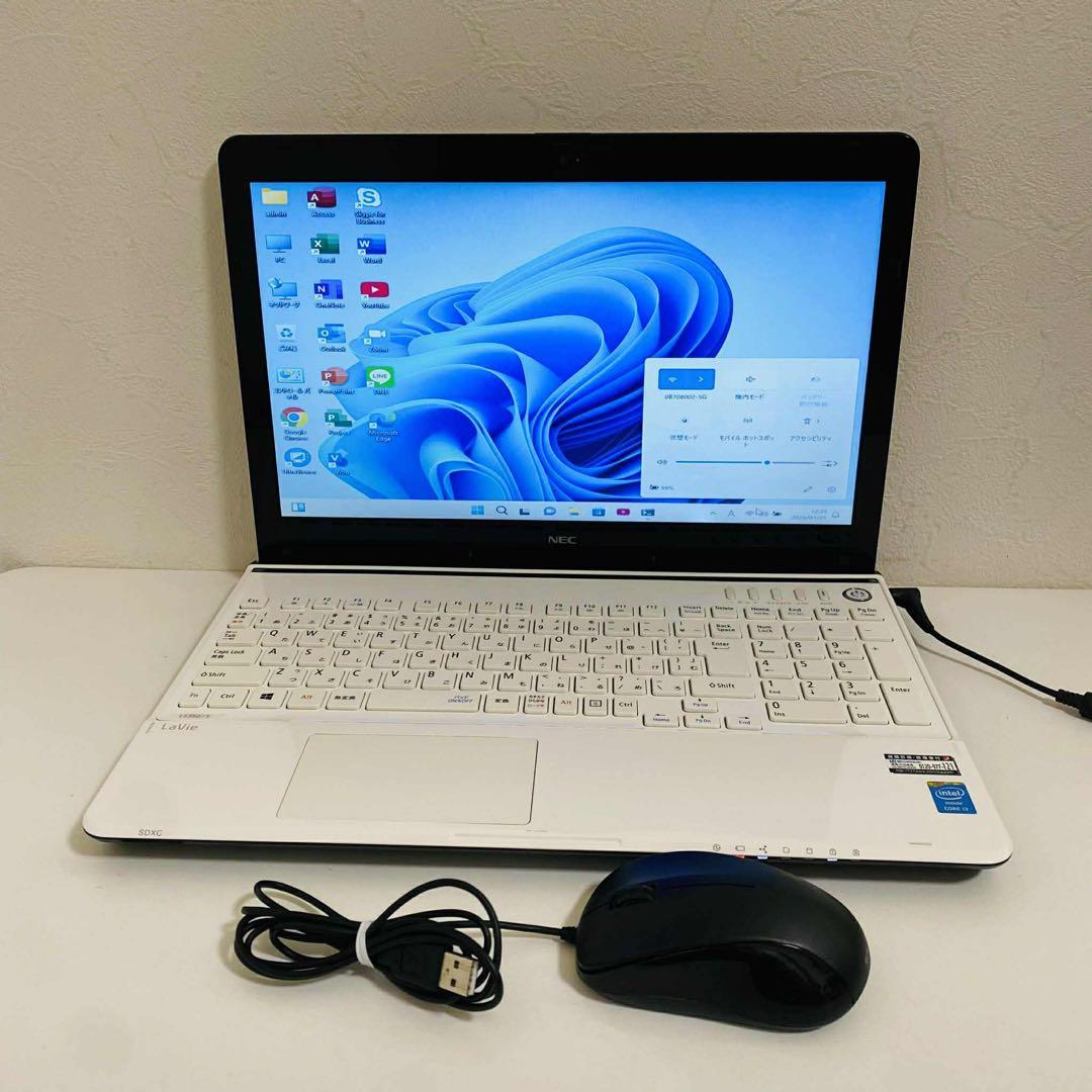 Y60 NECノートパソコンSSD高速 WEBカメラWindows11オフィス付