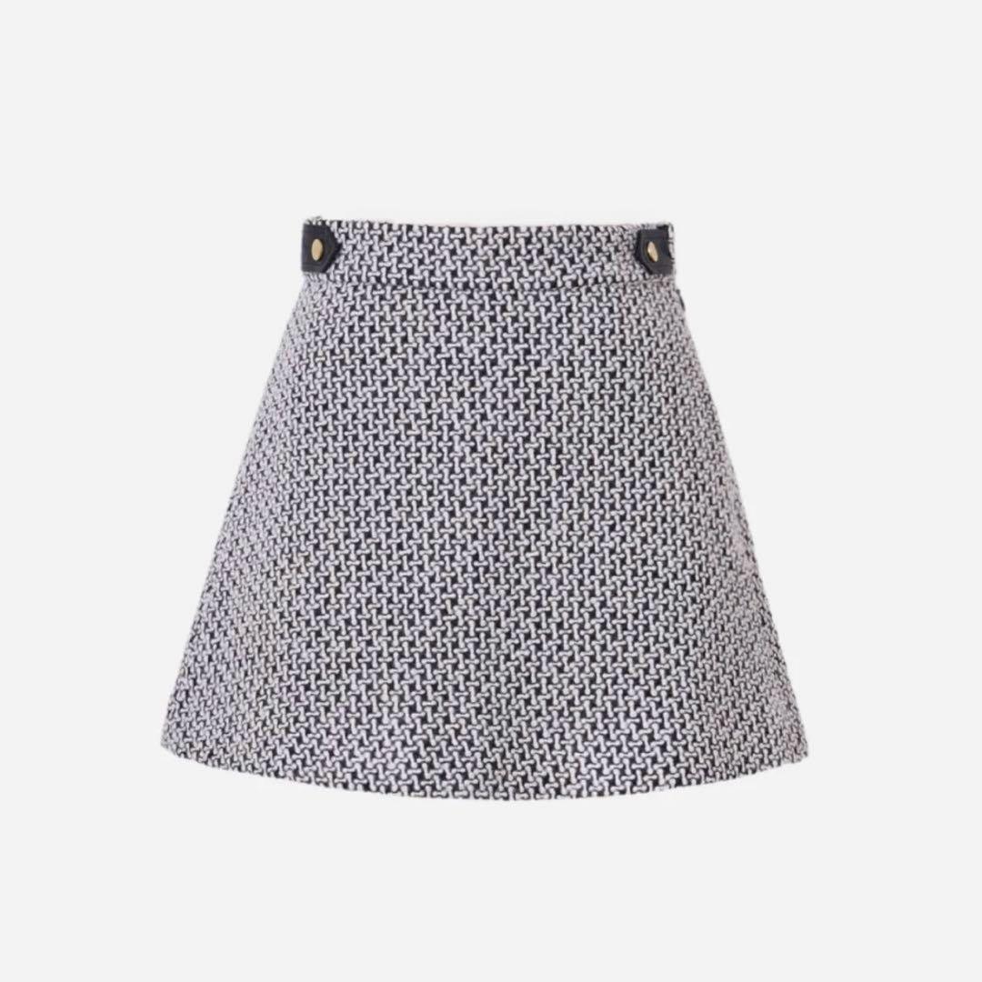 スカート sheller Leather combination tweed skort