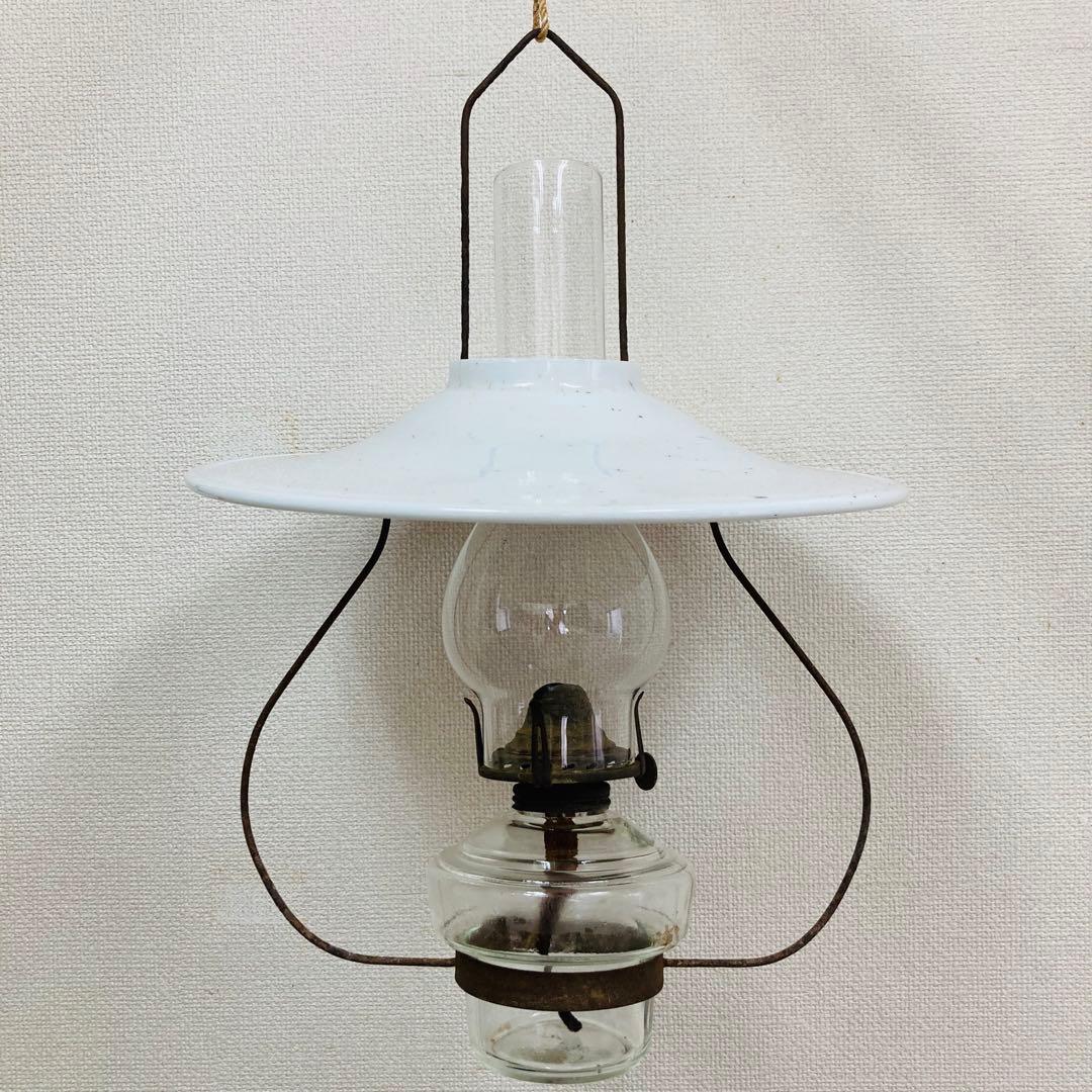 オイルランプ　アンティーク　白　星