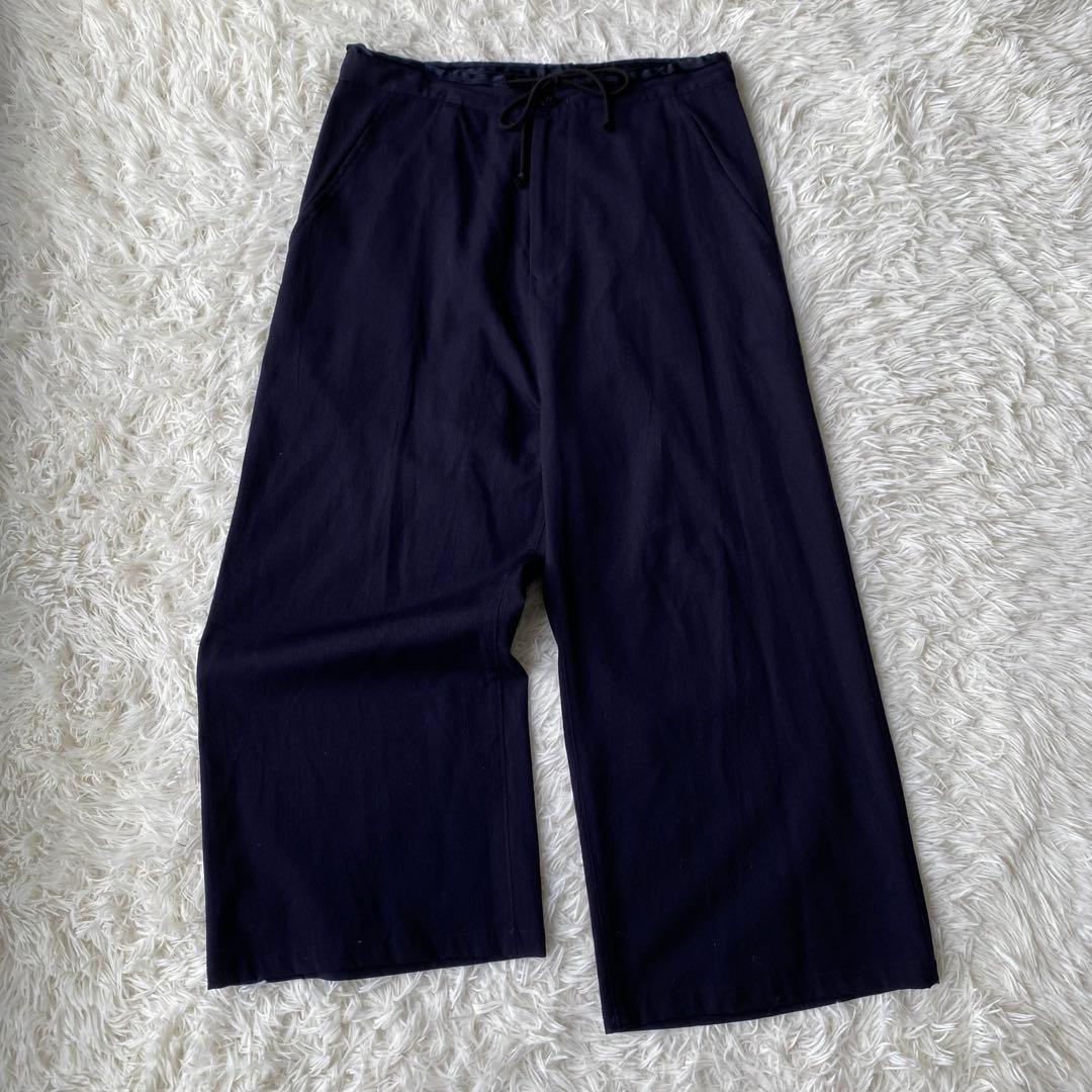 y's ウールギャバ サルエルパンツ ワイドパンツ ネイビー サイズ1