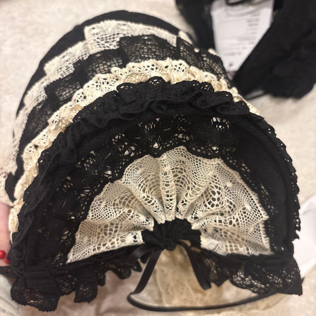 星箱works サマーピクニック 2wayボンネット 黒x 生成　美品