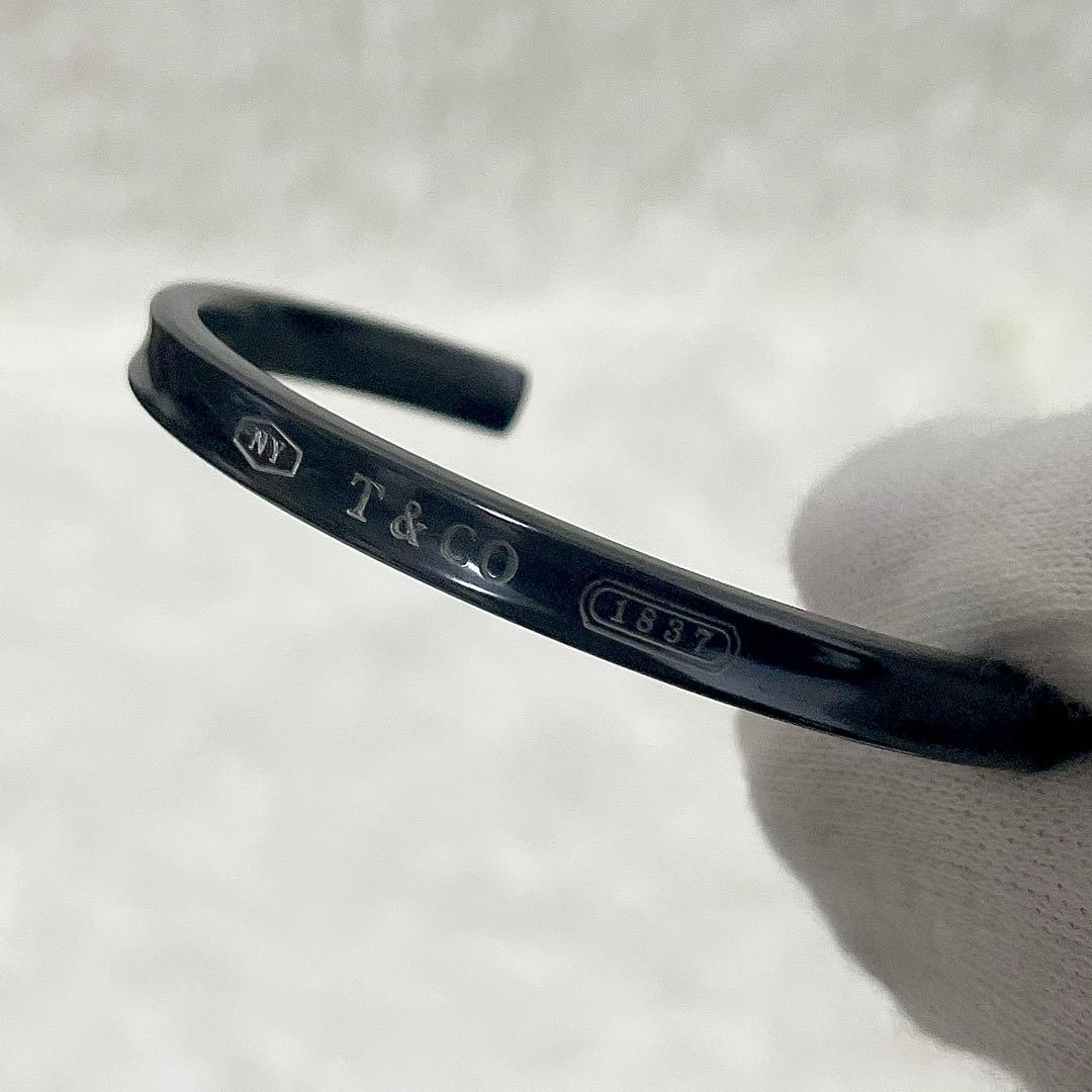 【未使用級】Tiffany & Co チタン カフ ナロー バングル 1837