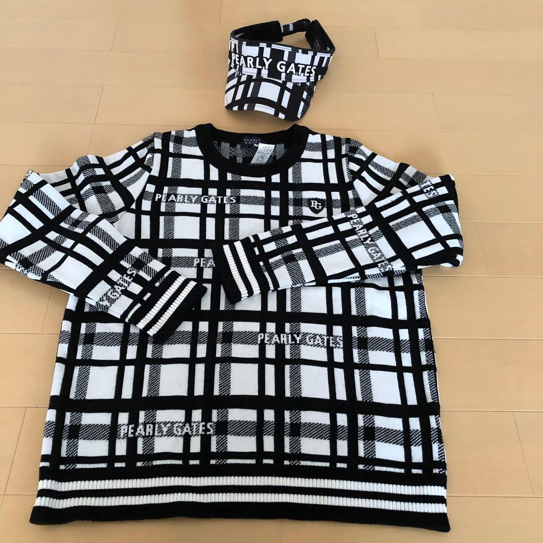 PEARLY GATES チェック柄 セーター2 バイザーセット