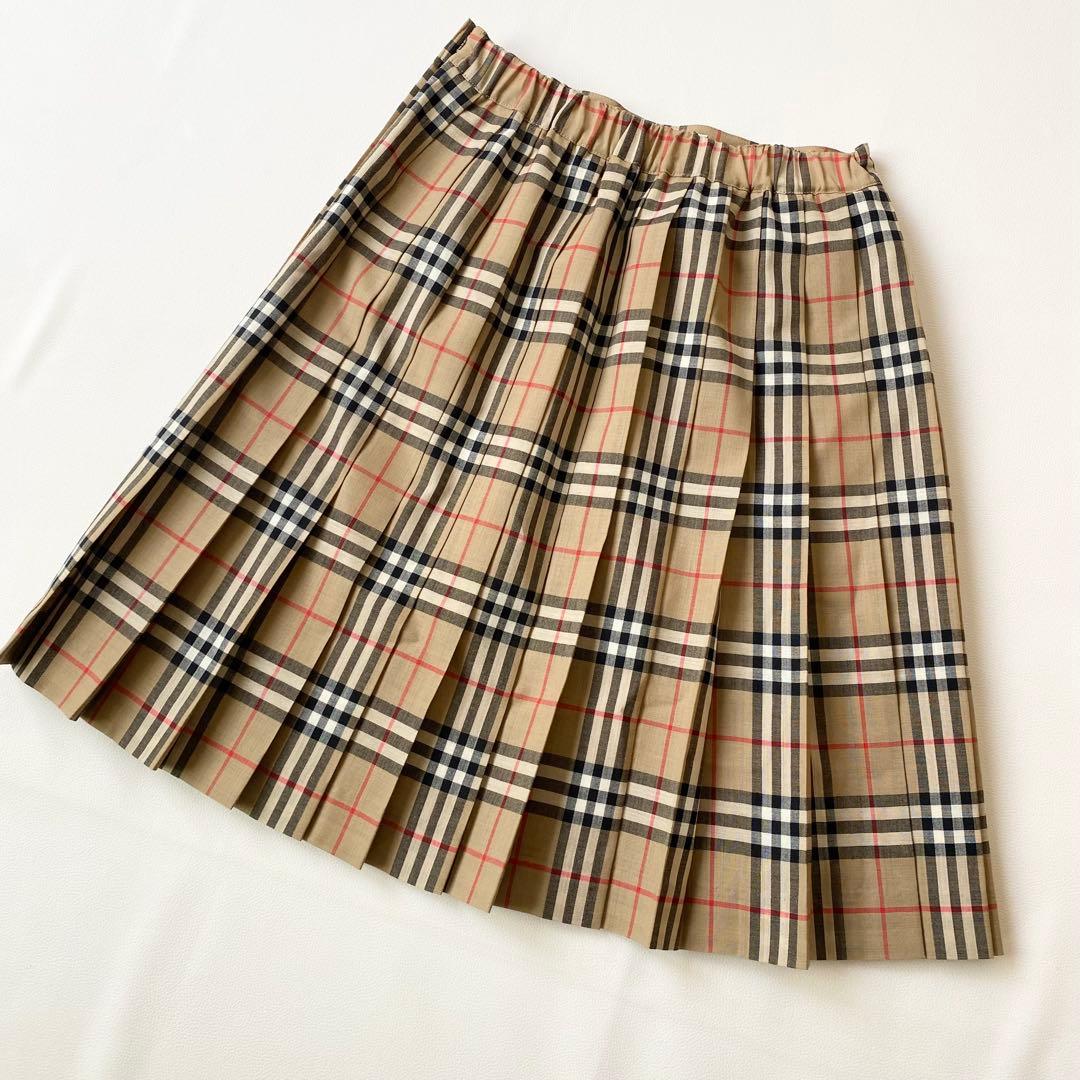 【美品】バーバリー　ミニスカート　ノバチェック柄　プリーツ　ウエストゴム　S