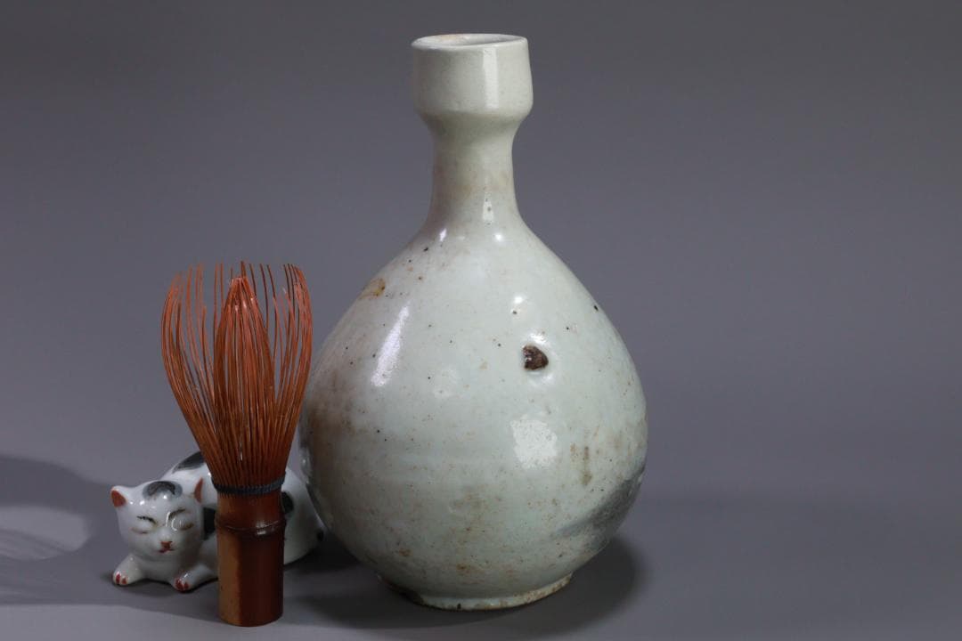 朝鮮美術　李朝 白磁 徳利 高さ約19㎝　花瓶 壺　古美術 古道具 BE973