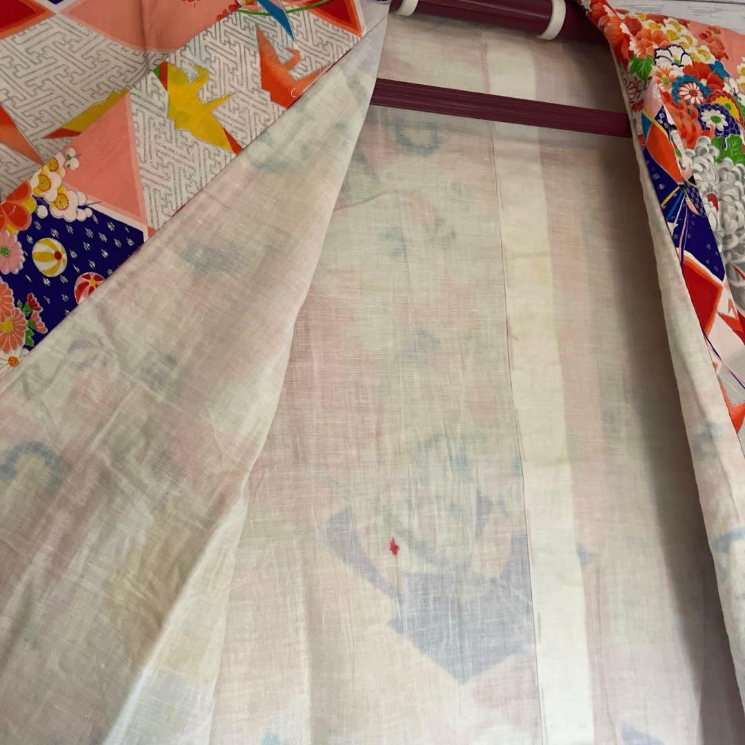 5945◆アンティーク長襦袢毱薬玉折鶴花尽くしレトロ可愛いチャーミング