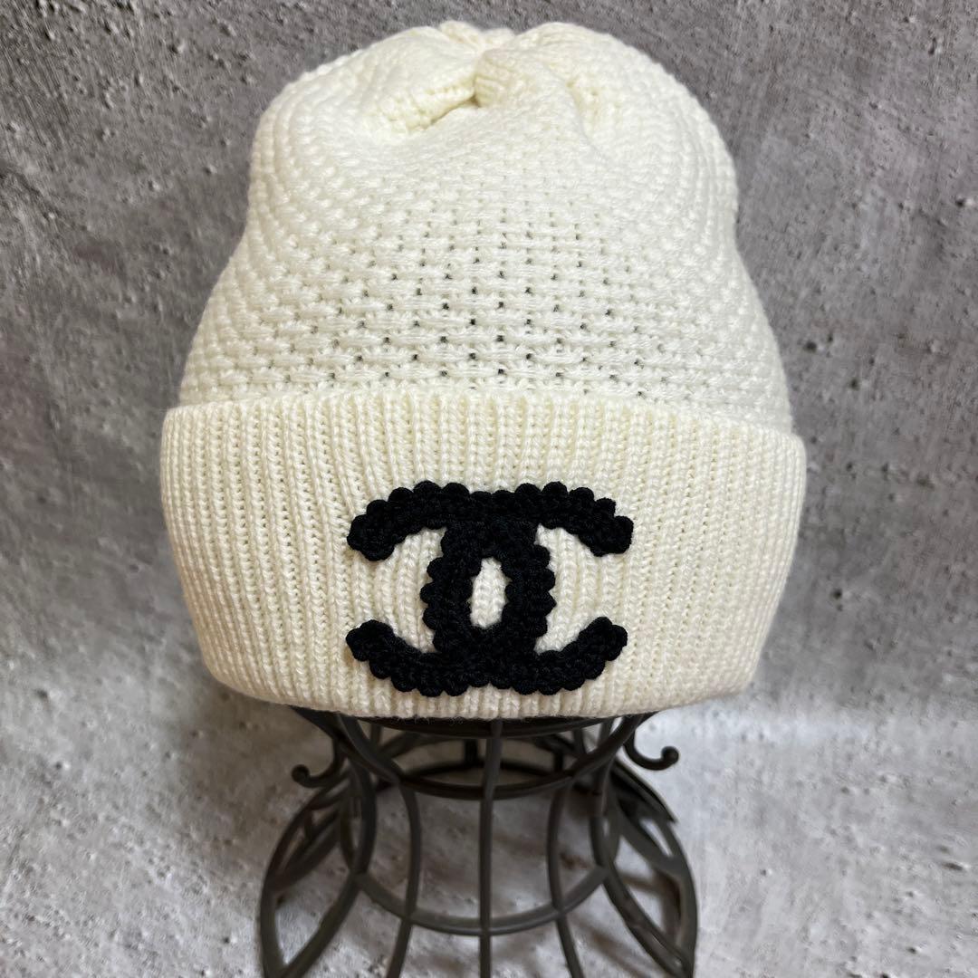 CCロゴ ニット帽 ホワイト