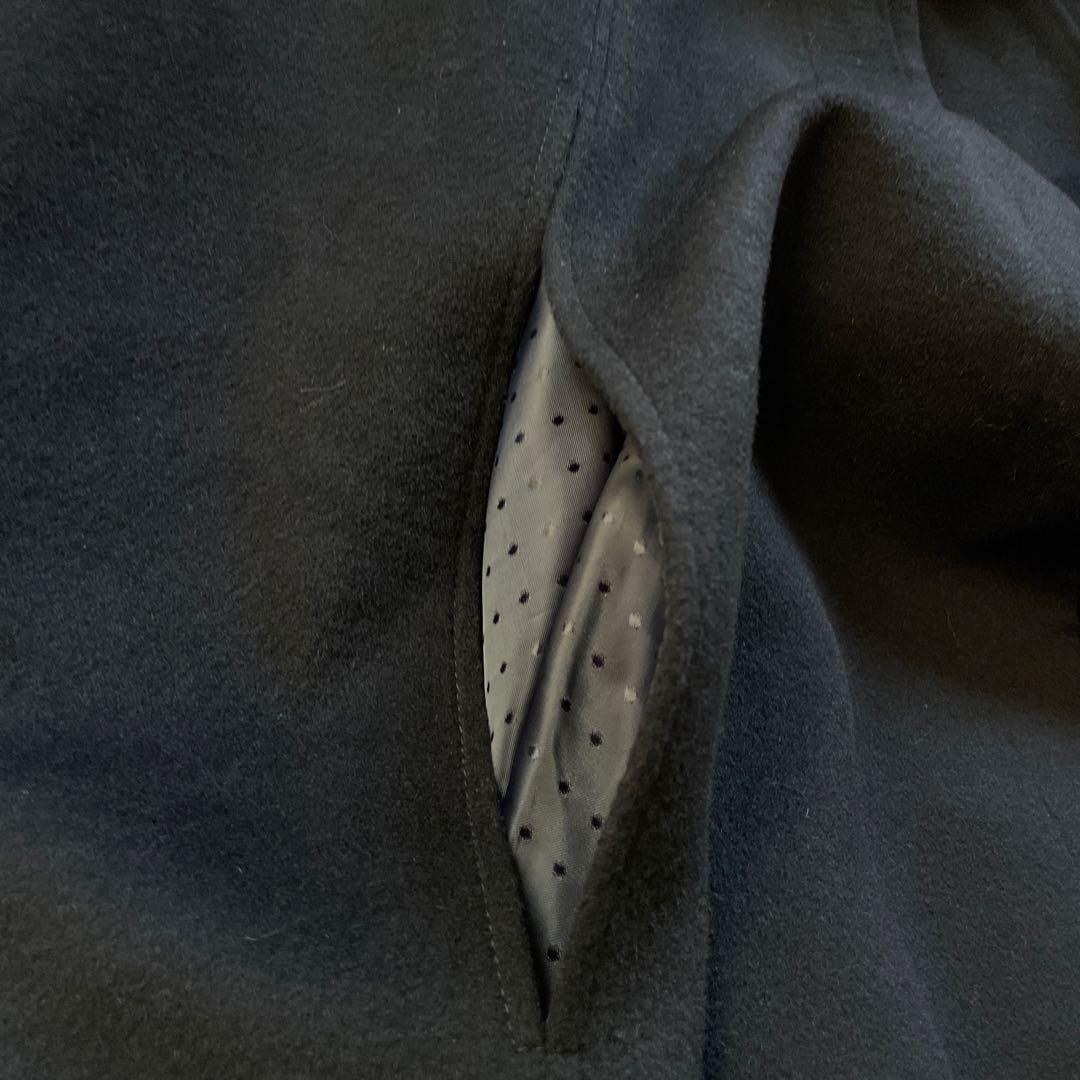 ルイルエブティック　フォックスファー付きケープコート　ブラック　3L ウール　黒