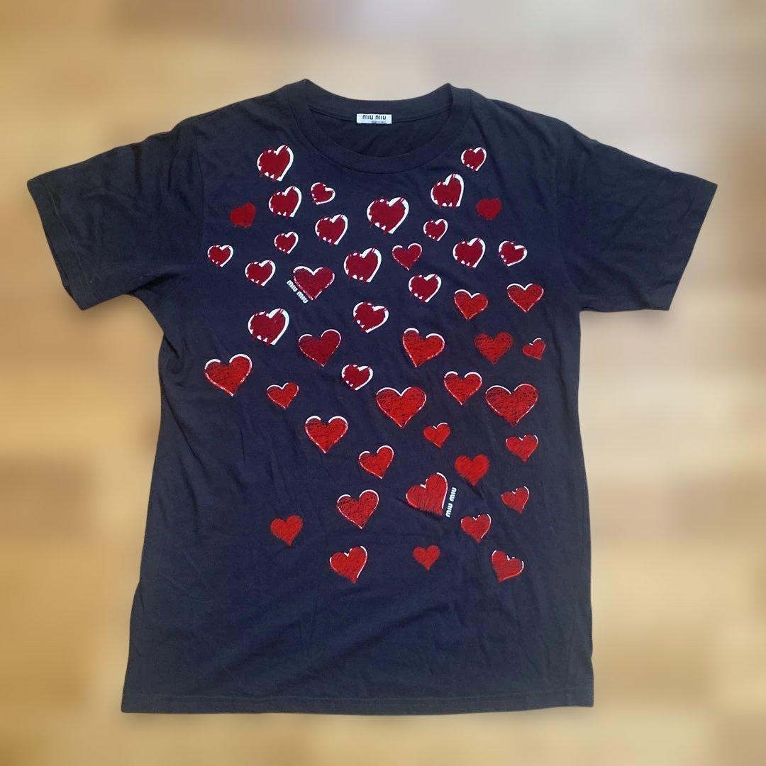 miu miu ミュウミュウ ハート柄 Tシャツ Lサイズ