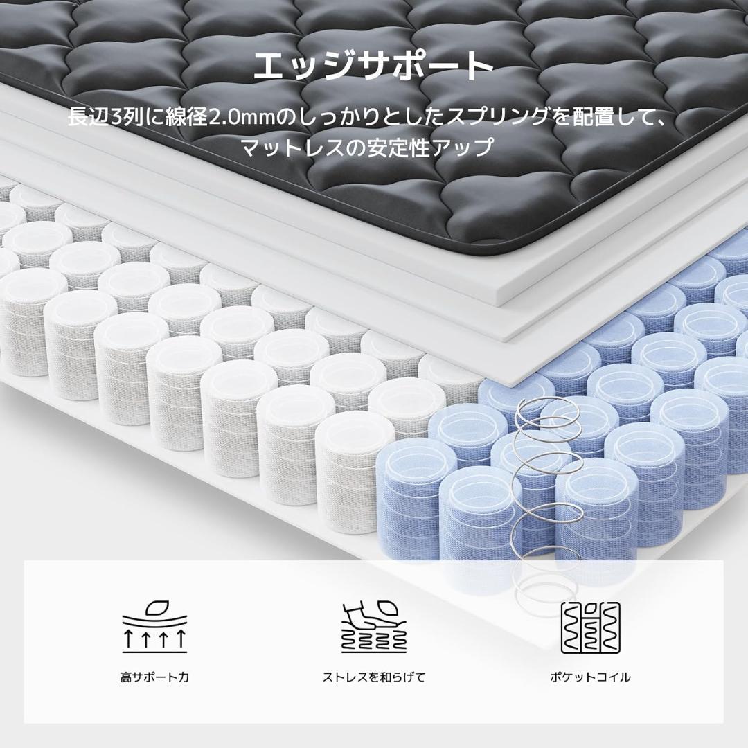 ★現品限り★ セミダブル マットレス 黒 120x195x20cm