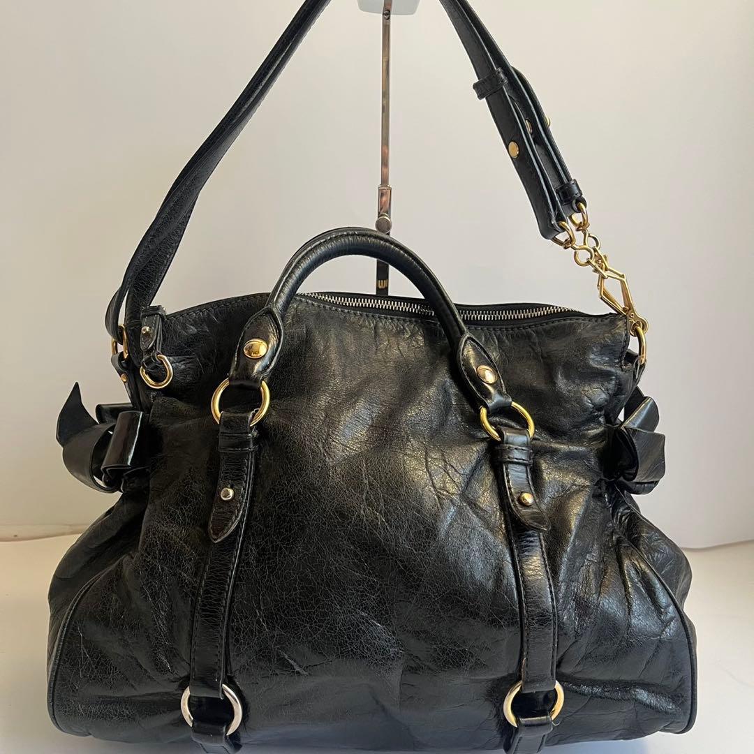 MIUMIU ミュウミュウ　ハンドバッグ　レザー　ブラック　黒