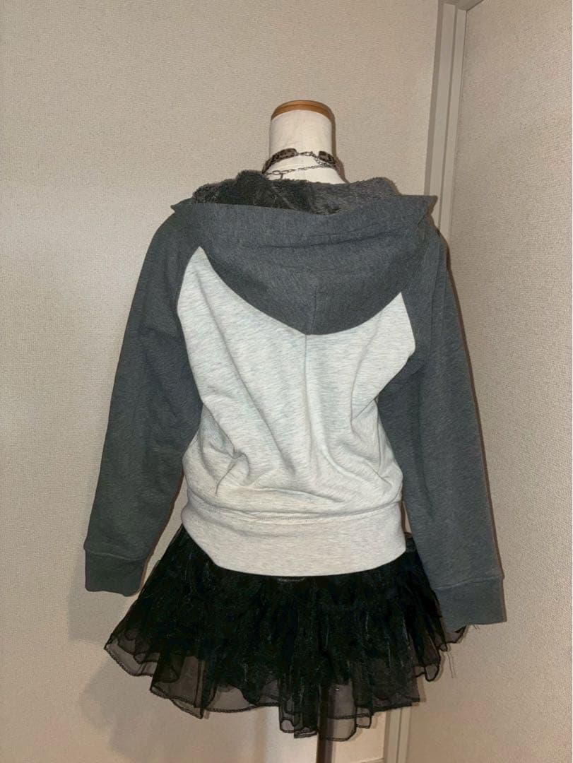 激レア✴︎y2k星ラメ髑髏GAPジップボアパーカー　NANAパンクロック平成ギャル