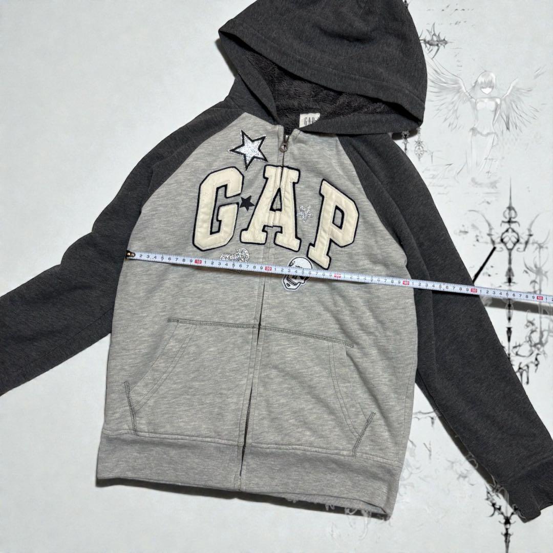 激レア✴︎y2k星ラメ髑髏GAPジップボアパーカー　NANAパンクロック平成ギャル