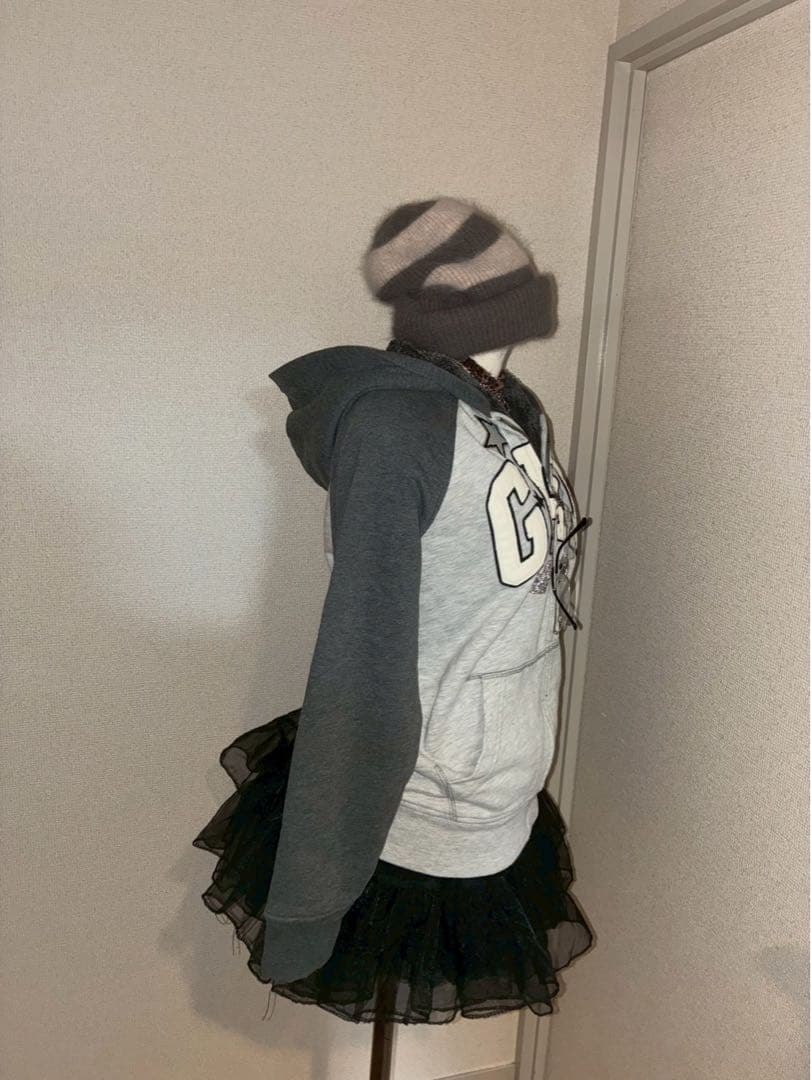 激レア✴︎y2k星ラメ髑髏GAPジップボアパーカー　NANAパンクロック平成ギャル