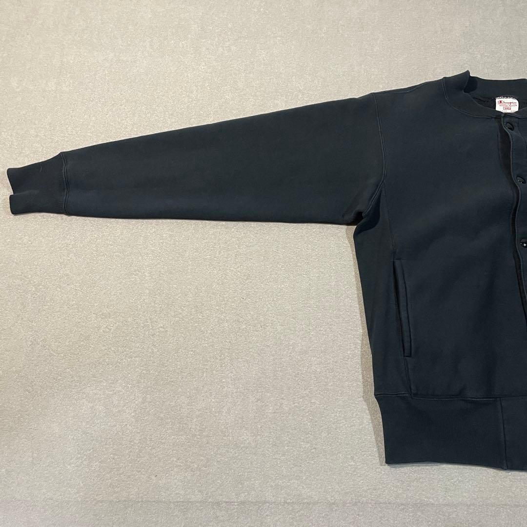 【USA製】Championリバースウィーブスナップカーディガン黒L単色タグ復刻