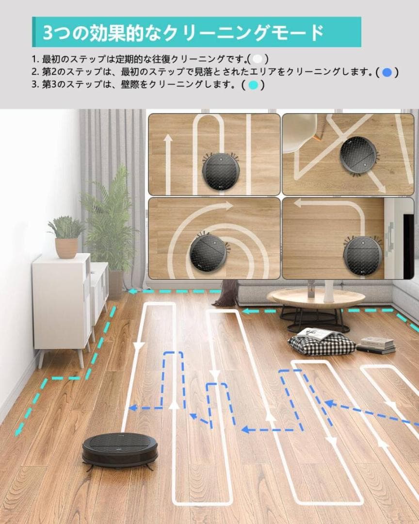 Lefant ロボット掃除機 3200Pa 強力吸引水拭き両用 音量調節 静音