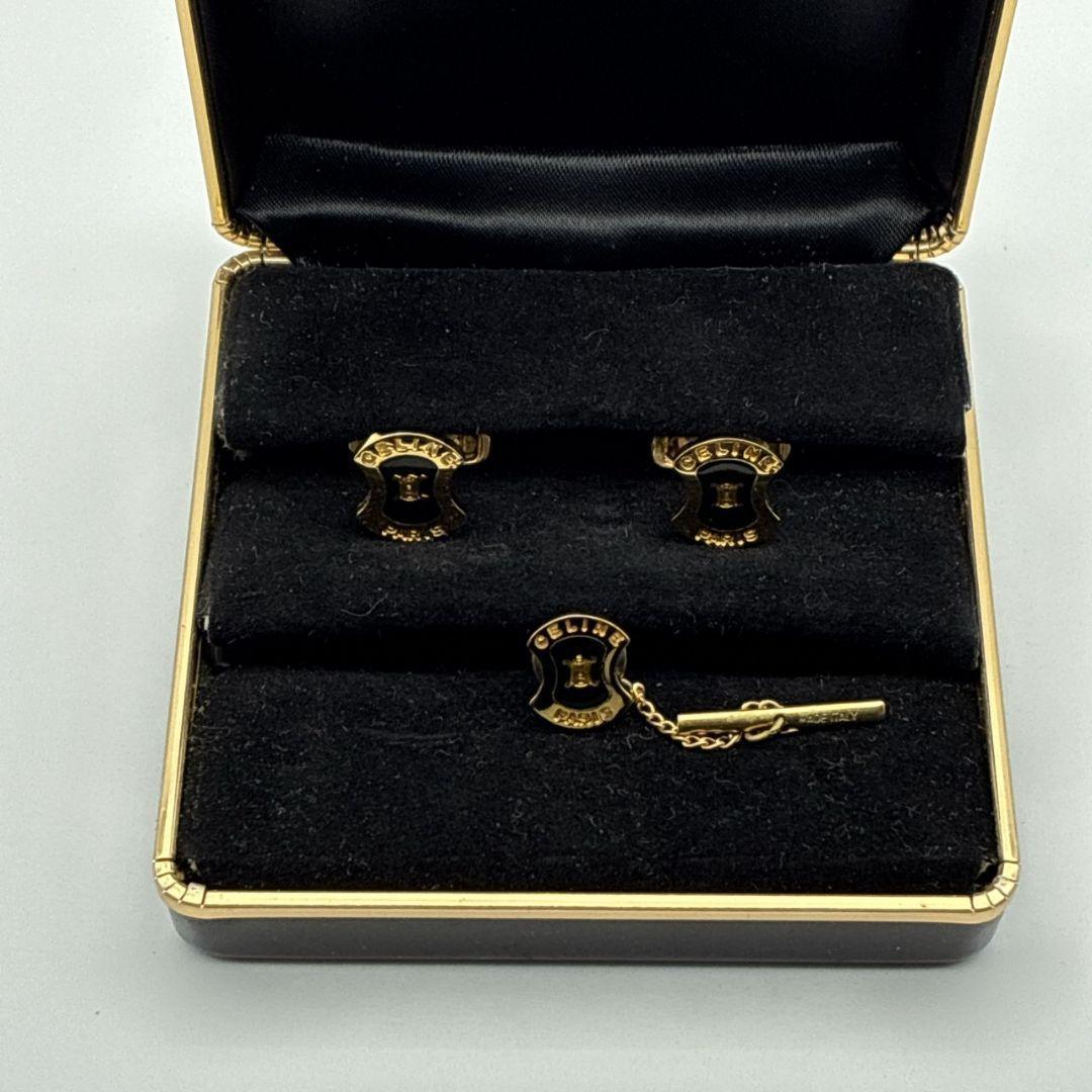 美品✨CELINE セリーヌ カフリンクス ネクタイピン マカダム トリオンフ