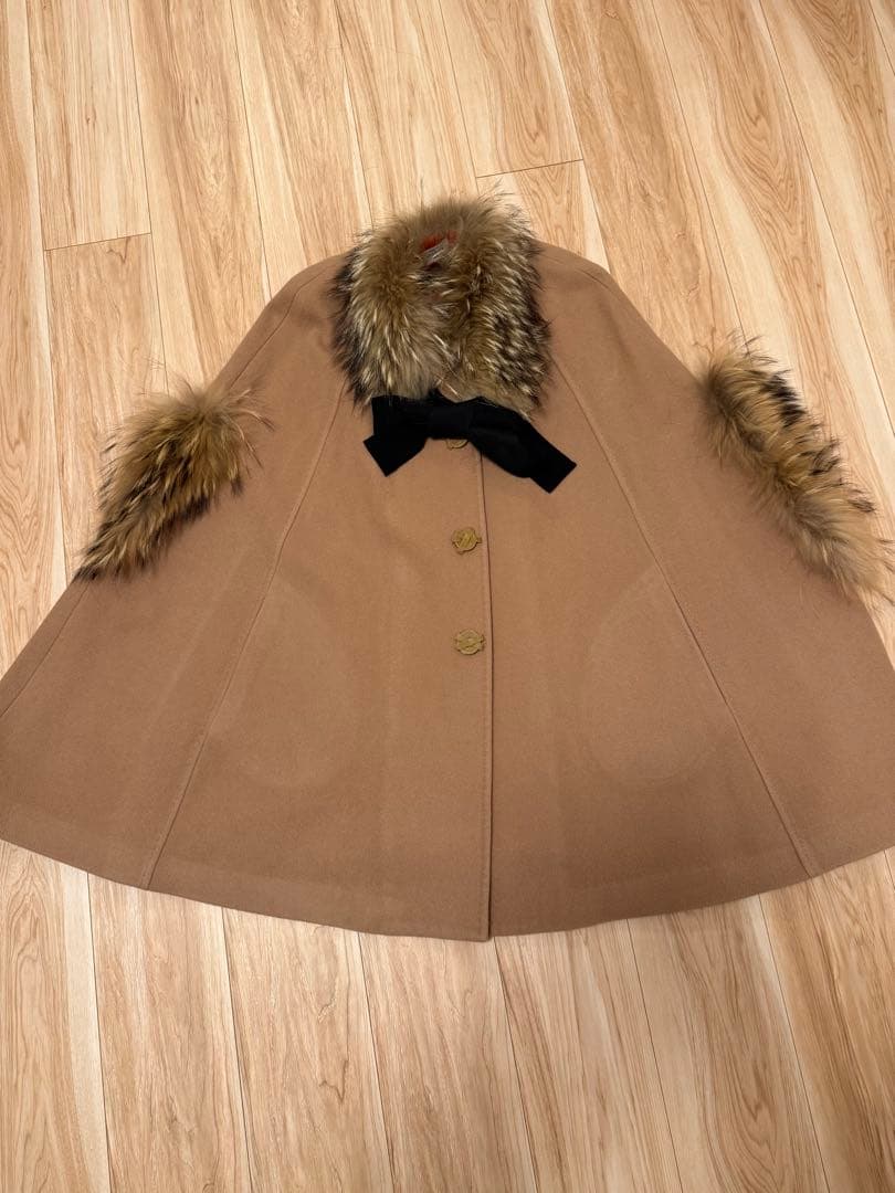 合計9点 ランバンオンブルー ファー付き ポンチョコート 38 ベージュ