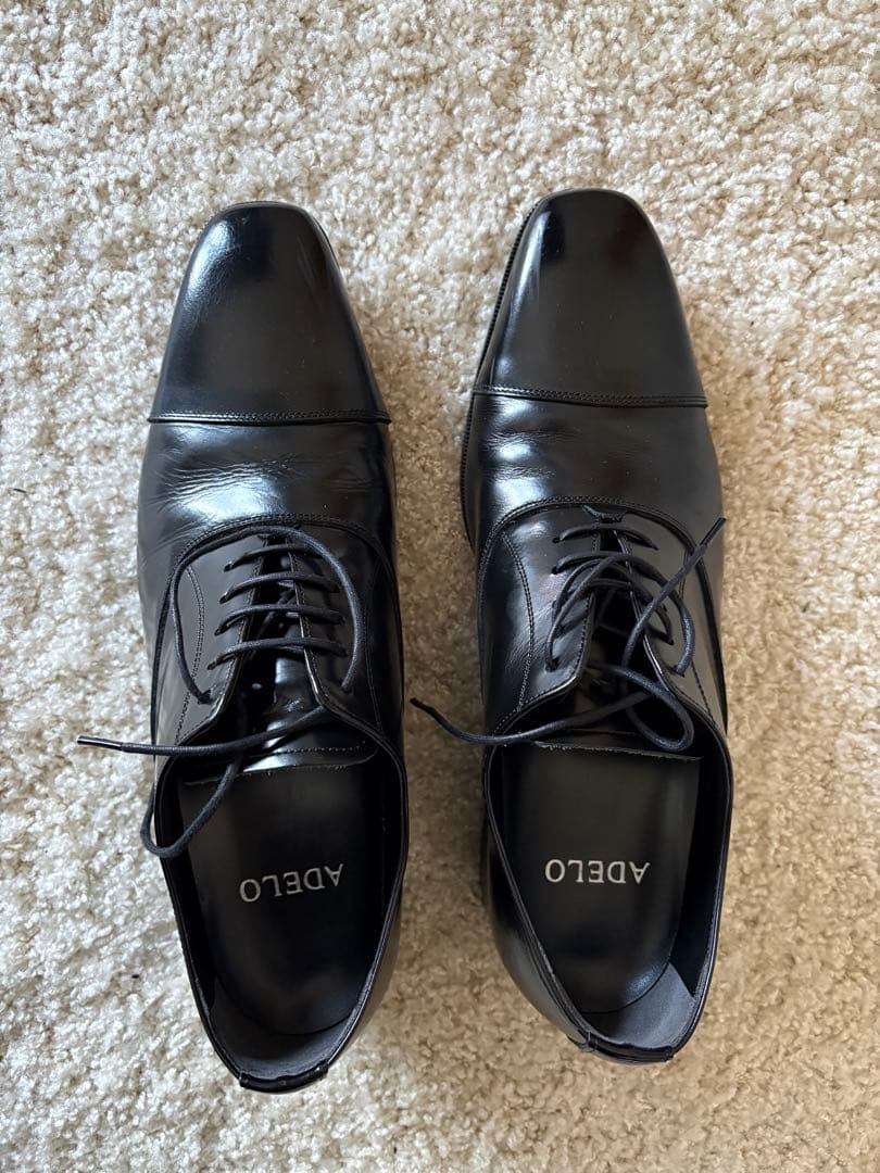 アデロ〈6cmUP シークレットシューズ〉ストレートチップ／黒　26cm