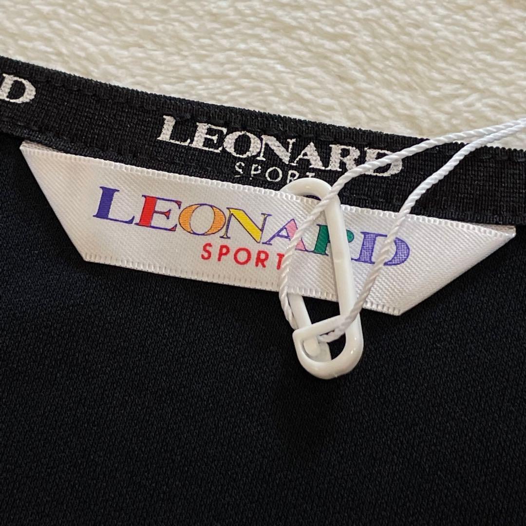 タグ付　レオナール　チュニック　花柄　トリム　七分袖　UVカット　ブラック　XL