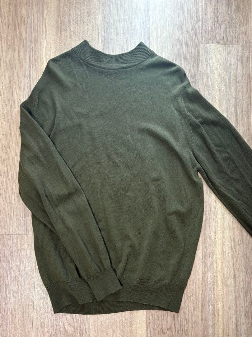 【美品】ジョンスメドレー　モックネック　L カーキ