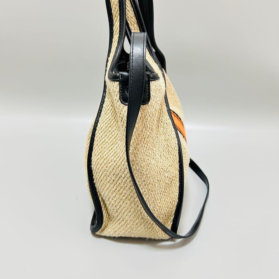 STELLAMcCARTNEY リネン×レザー2WAY ハンドバッグ ベージュ系