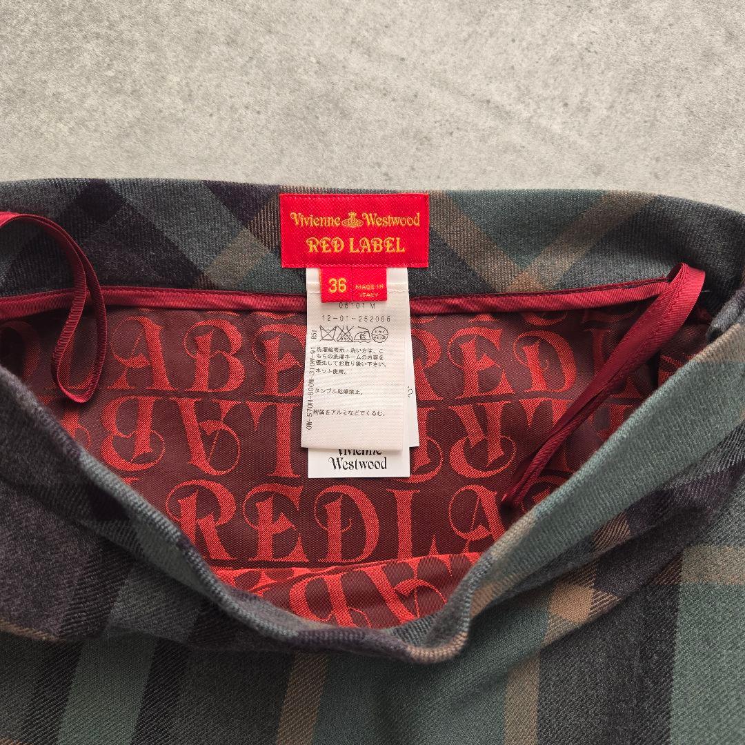 美品 ヴィヴィアンウエストウッドレッドレーベル 変形チェック柄ミニスカート 36
