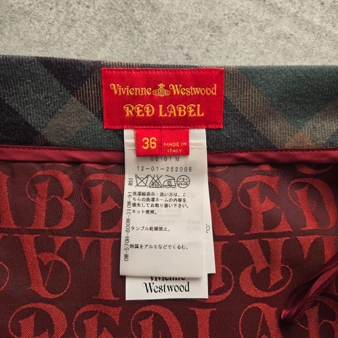 美品 ヴィヴィアンウエストウッドレッドレーベル 変形チェック柄ミニスカート 36