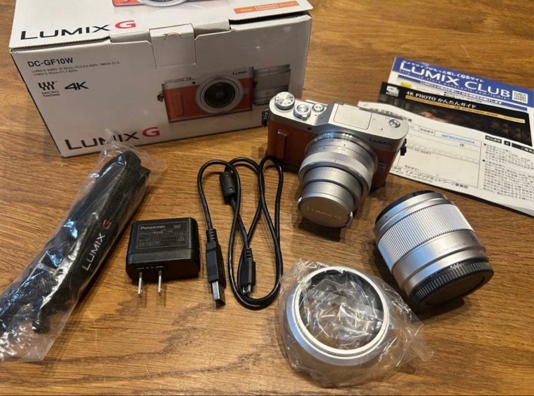【レンズ1つ新品】LUMIX DC-GF10W ダブルレンズキット　オレンジ