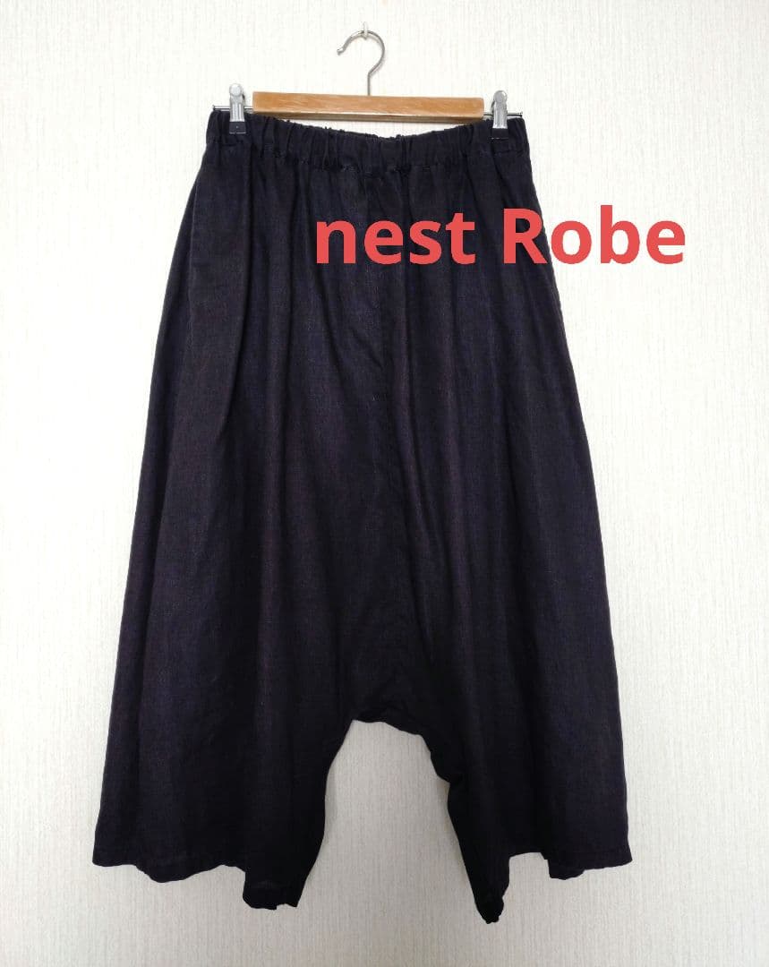 ネストローブ リネン サルエルパンツ 黒