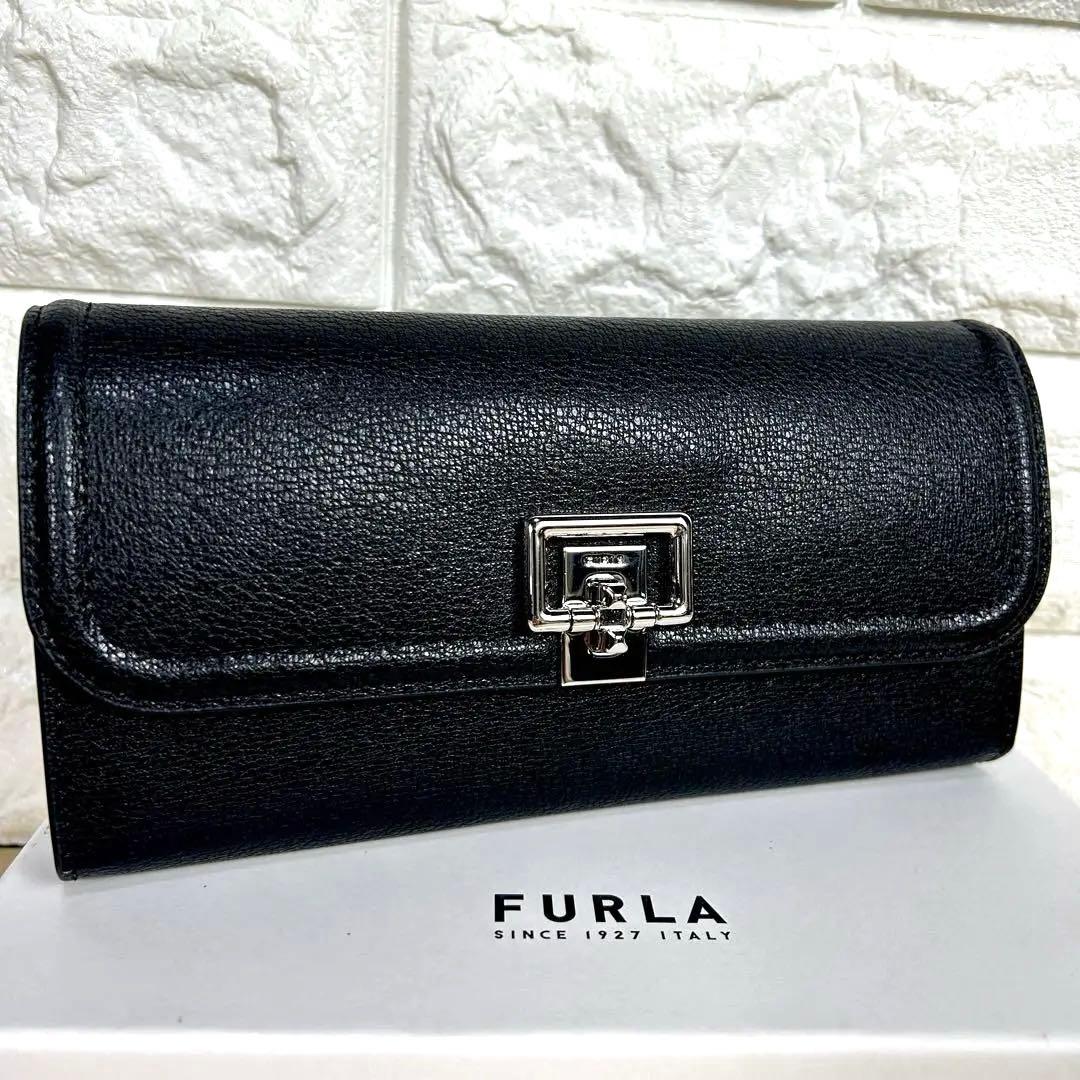 ✨新品未使用✨フルラ　長財布　ヴィラ　黒　本革