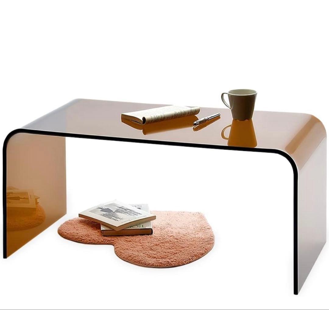 アクリルテーブル　 ローテーブル 　LLサイズ　クリアブラウン（約）幅77cm