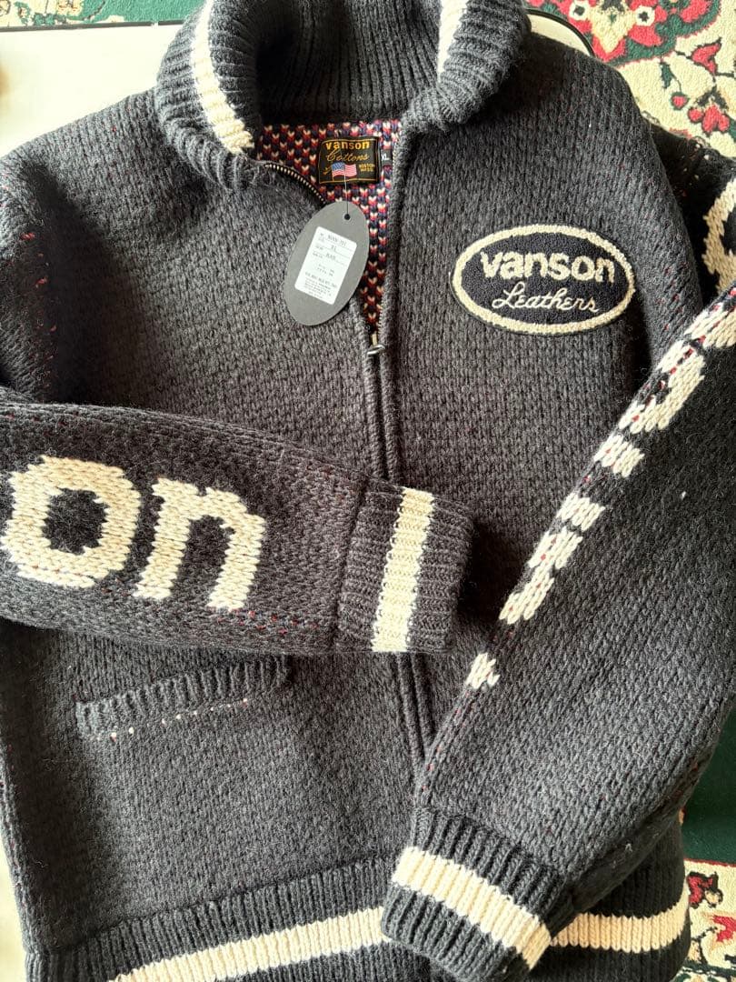 【本物】VANSON バンソン カウチンニット　NVKN-701 ジップ　XL