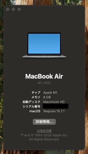 MacBook Air (M1, 2020) ジャンク品（外付モニターで利用可）