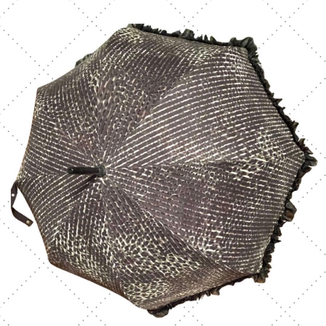 ゆきやす　シャンタル・トーマス　豹柄ストライプフリル付き日傘