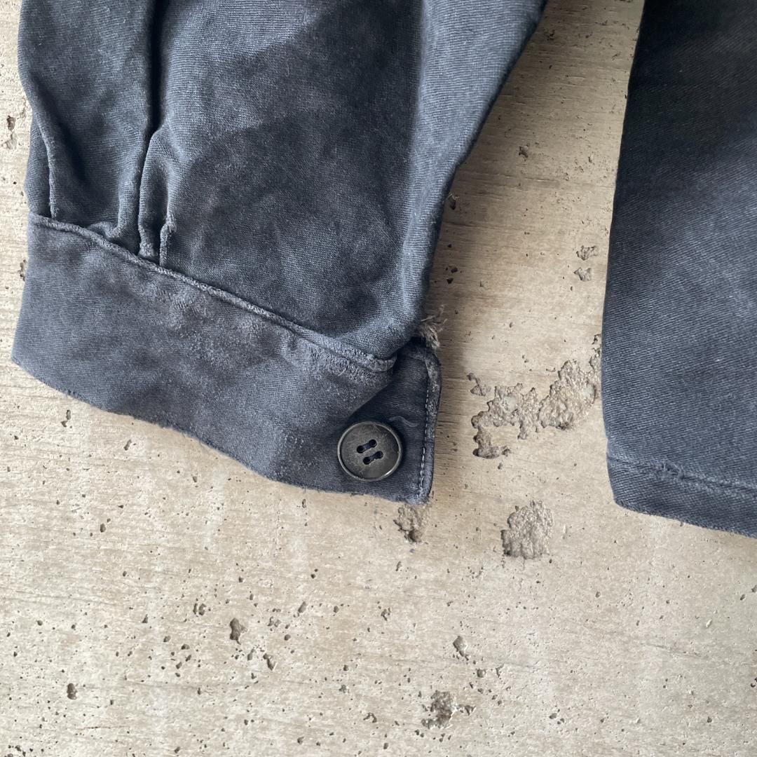 40s ブラックモールスキン ジャケット フランスヴィンテージ Vポケ 赤刺繍