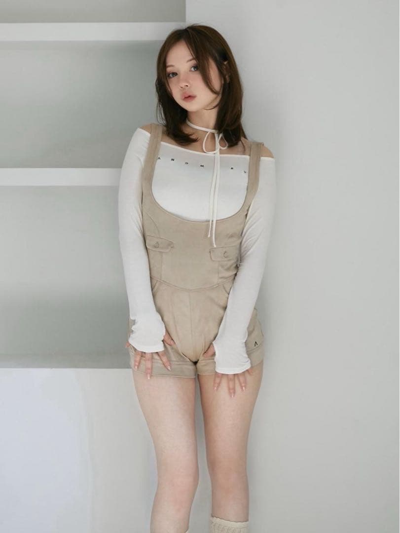 トップス andmary Mary sheer logo tops