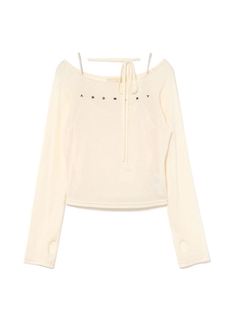 トップス andmary Mary sheer logo tops