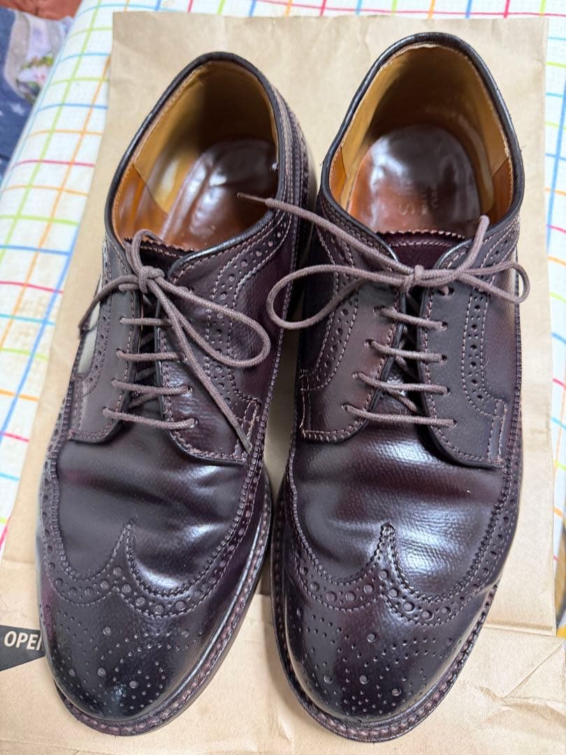 オールデン　ダークブラウン ウィングチップ レザーシューズ サイズ6ハーフ